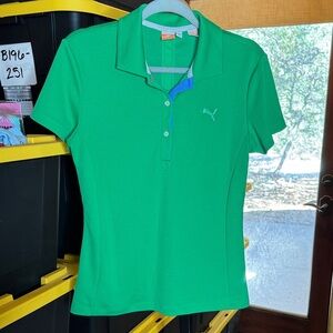 PUMA Golf CLOUDSPUN Green Button Polo Women’s Size Medium Performance Top
